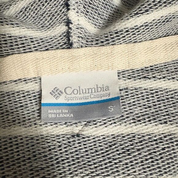 Columbia Tropic Haven Hoodie Sweatshirt Gray Nautical Stripe Coastal Size Small - Picture 4 of 5